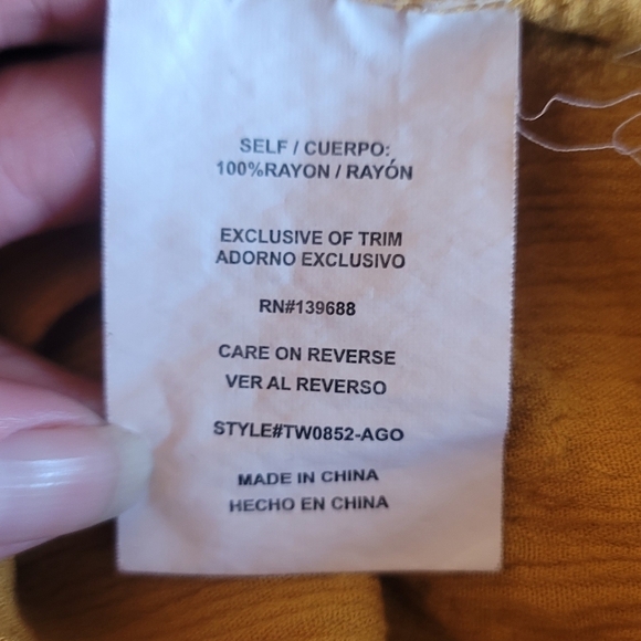 Taylor & Sage Mustard Yellow Embroidery Lace Detail Bell Sleeve Boho Blouse - Picture 7 of 7